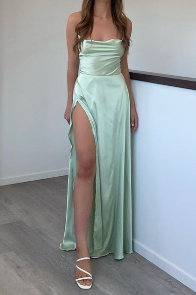 Sheila Satin Dress - Mint Green