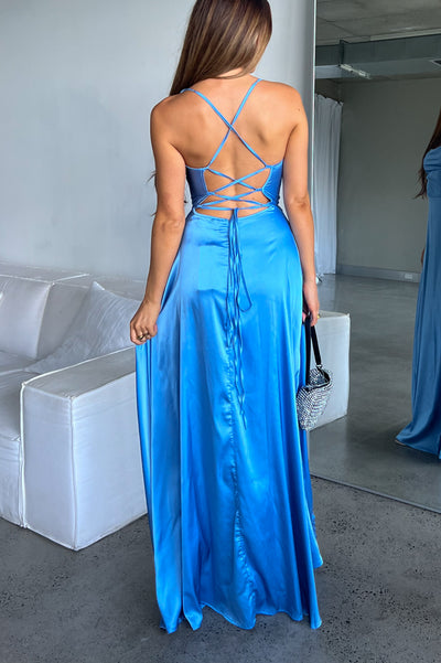 Sheila Satin Dress - Blue