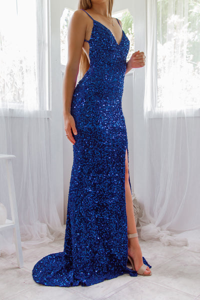Candice Sequin Gown - Blue