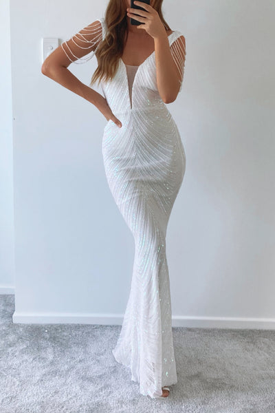 Valencia Sequin Gown - White
