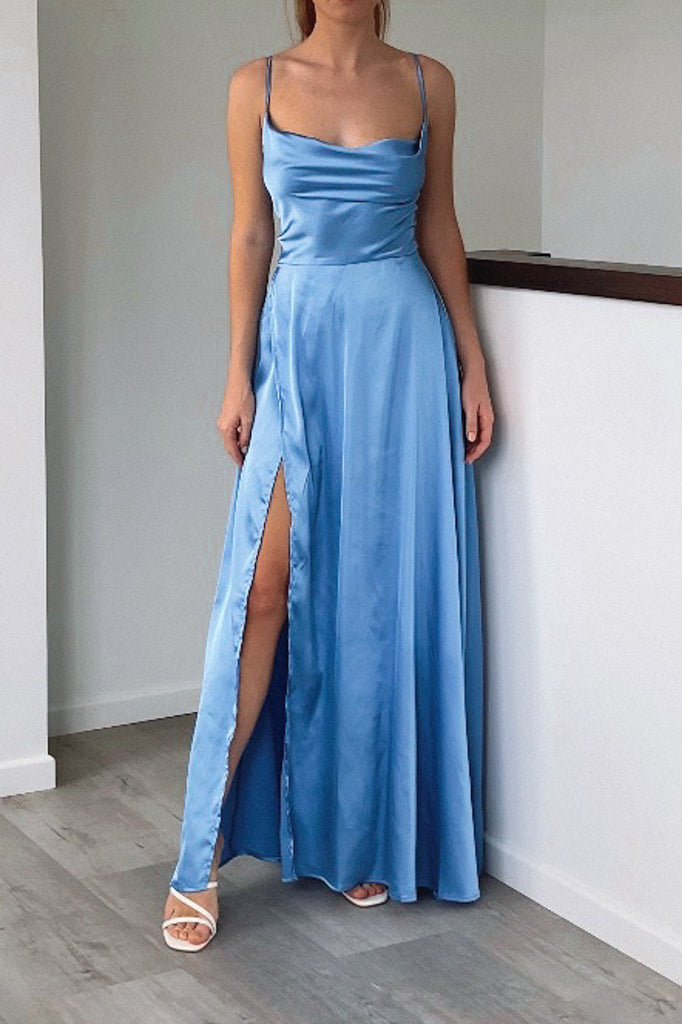 Sheila Satin Dress - Blue