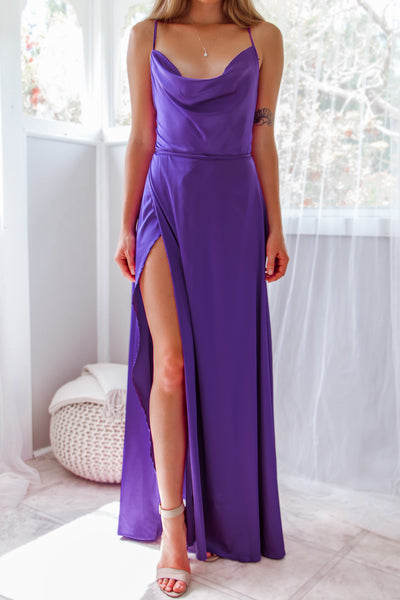 Sheila Satin Dress - Purple