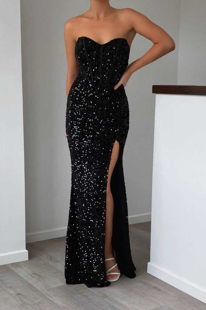 Priscilla Sequin Gown - Black