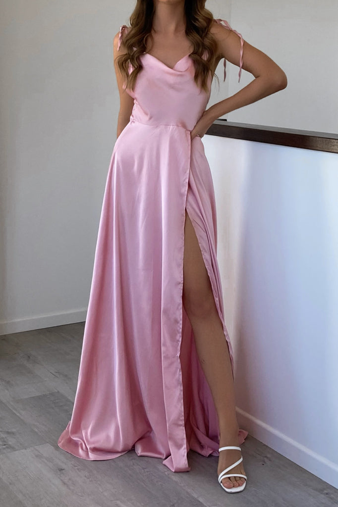 Nataya Satin Dress - Blush