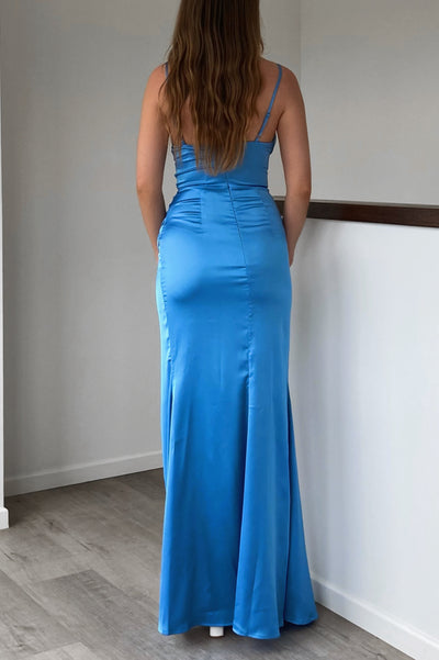 Haisley Satin Dress - Light Blue