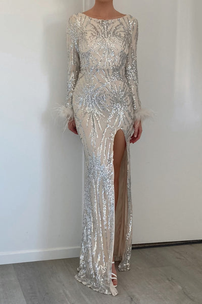 Regina Sequin Gown - Silver