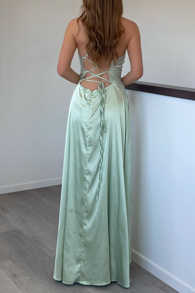 Sheila Satin Dress - Mint Green