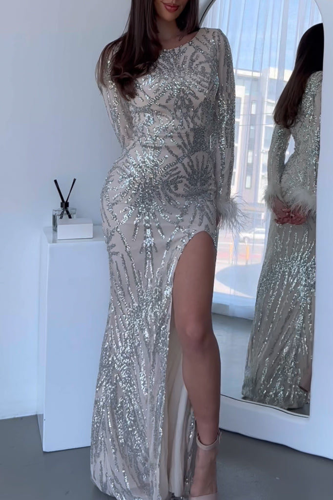 Regina Sequin Gown - Silver