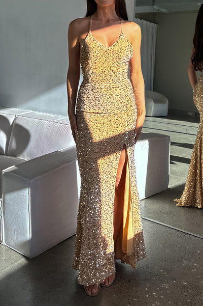 Shania Sequin Gown - Gold