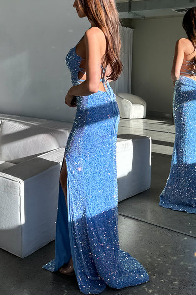 Renaya Sequin Gown - Sky Blue