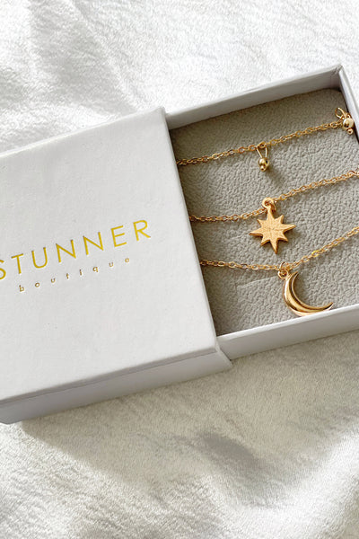 Star and Moon Layered Necklace