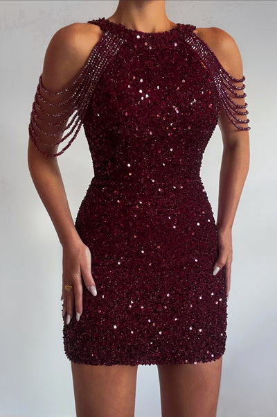 Kiera Sequin Dress - Ruby