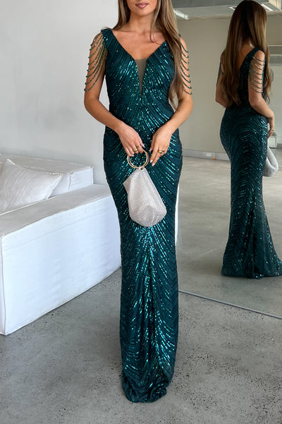 Valencia Sequin Gown - Emerald Green