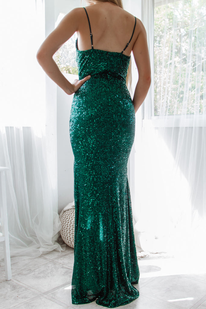 Liana Sequin Gown - Emerald Green