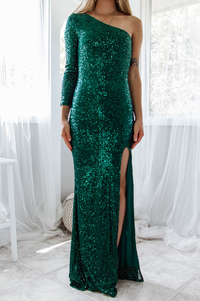 Coletta Sequin Gown - Emerald Green