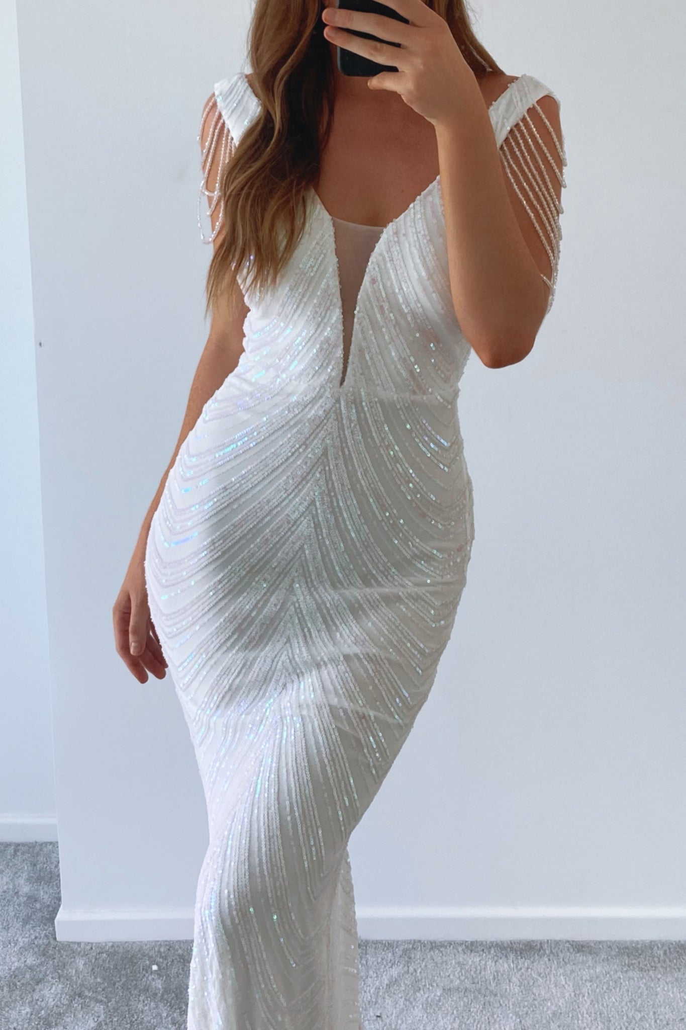 Valencia Sequin Gown - White