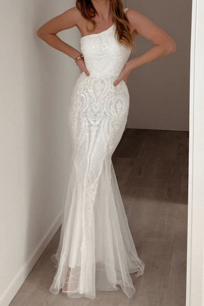 Amalia Sequin Gown - White