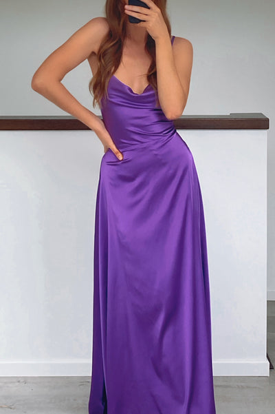 Sheila Satin Dress - Purple