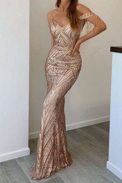 Zalora Sequin Gown - Rose Gold