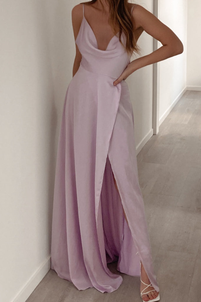 Delaney Satin Dress - Lavender