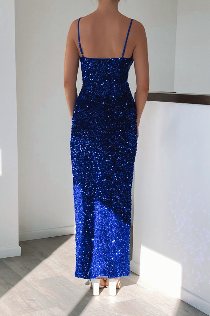 Quinn Velvet Dress - Blue