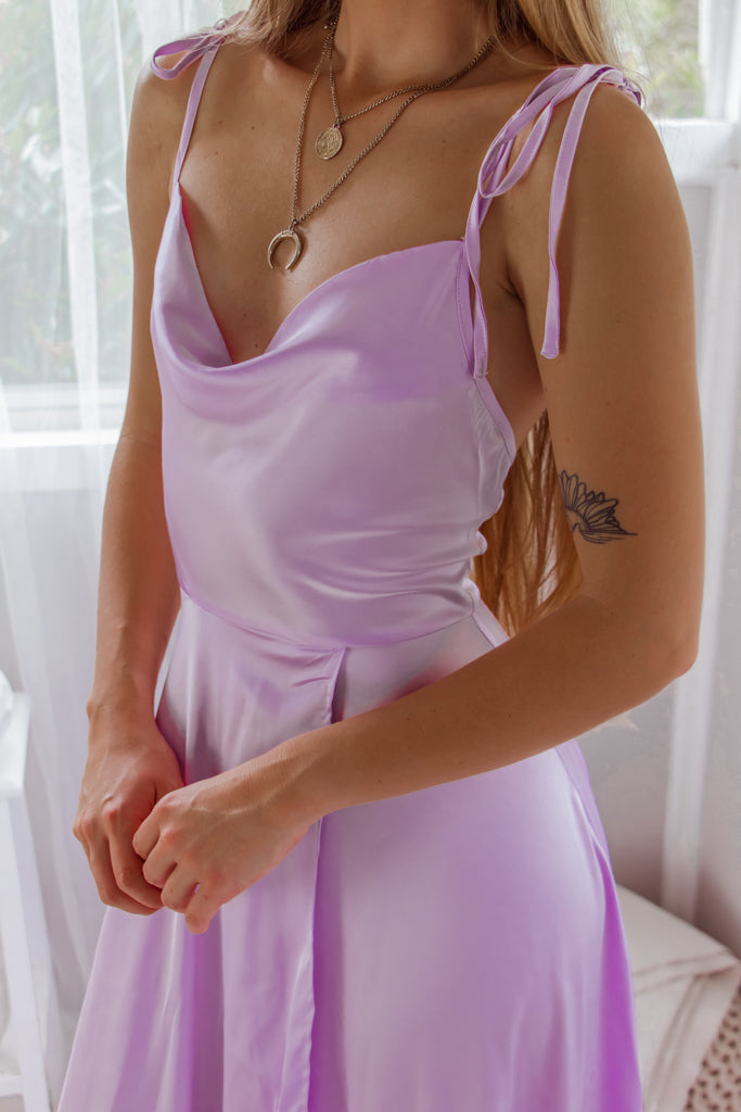 Nataya Satin Dress - Lilac