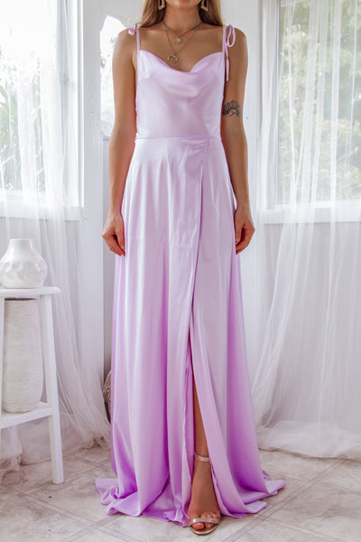 Nataya Satin Dress - Lilac