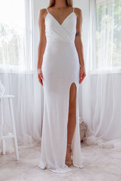 Liana Sequin Gown - White
